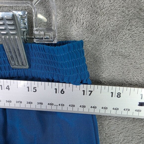 Womens 2 Piece C.W. Blue 100% Silk Button Up Shirt & Elastic Waist Pants Set M - Picture 11 of 14